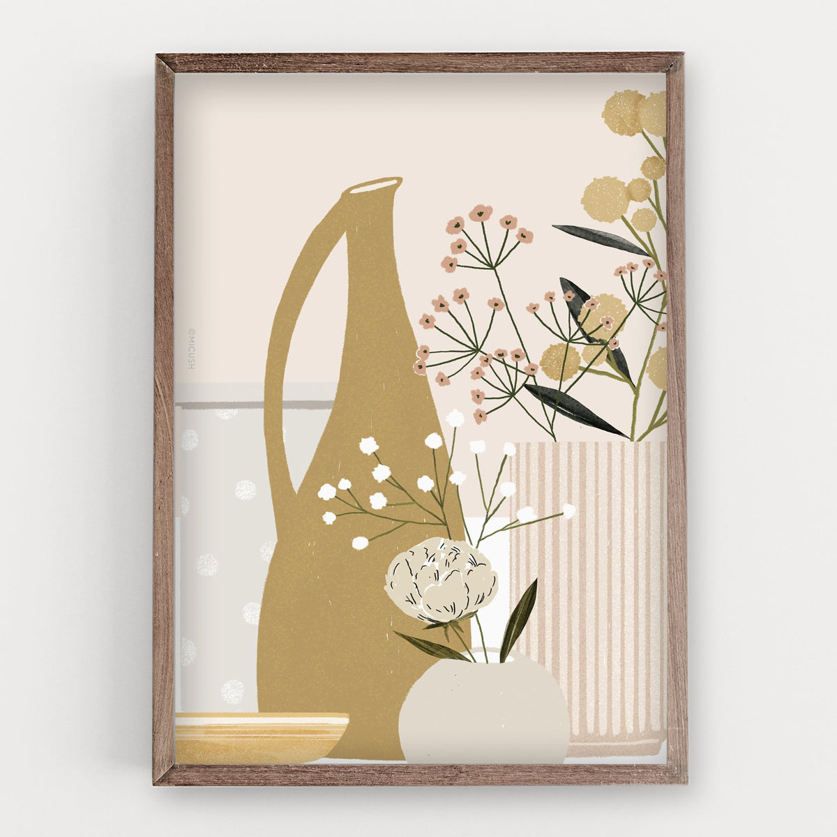 הדפס - Pottery and Flowers - Blush (Close up)