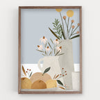 הדפס - Pottery and Flowers - Light Blue (Close up)
