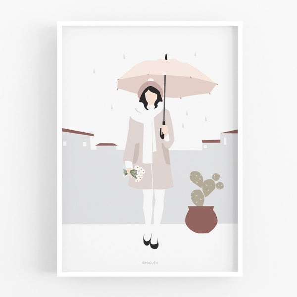 הדפס - Modern Women - Urban rainy day