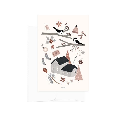 גלויה - Christmas - Birds