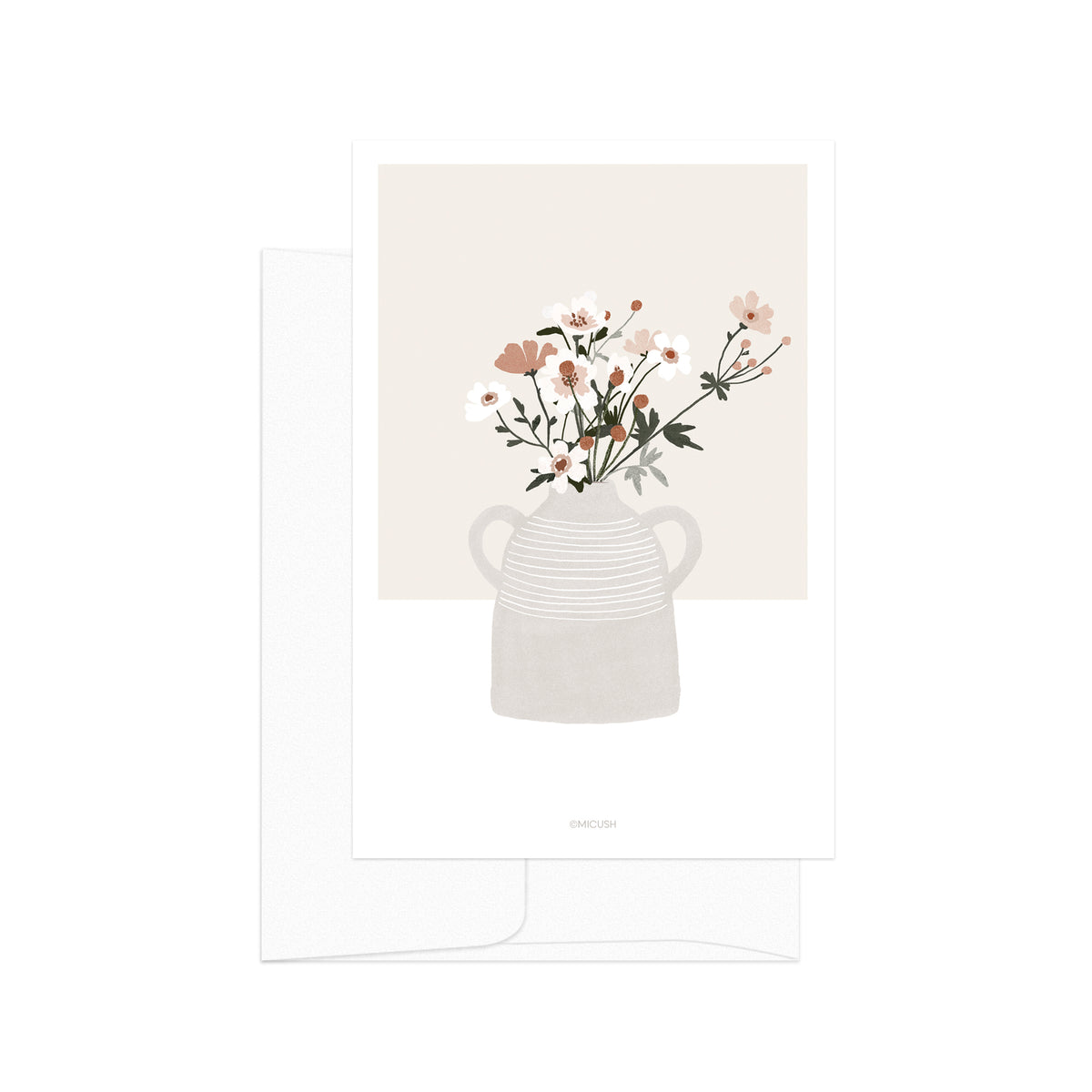 גלויה - Pottery and Flowers - Anemone