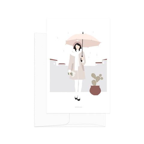 גלויה - Modern Women - Urban rainy day