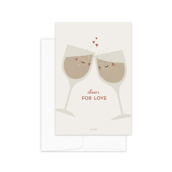 גלויה - Cheers for love - Wine glasses