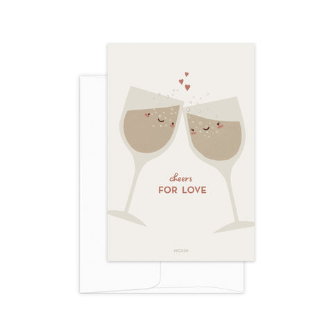 גלויה - Cheers for love - Wine glasses