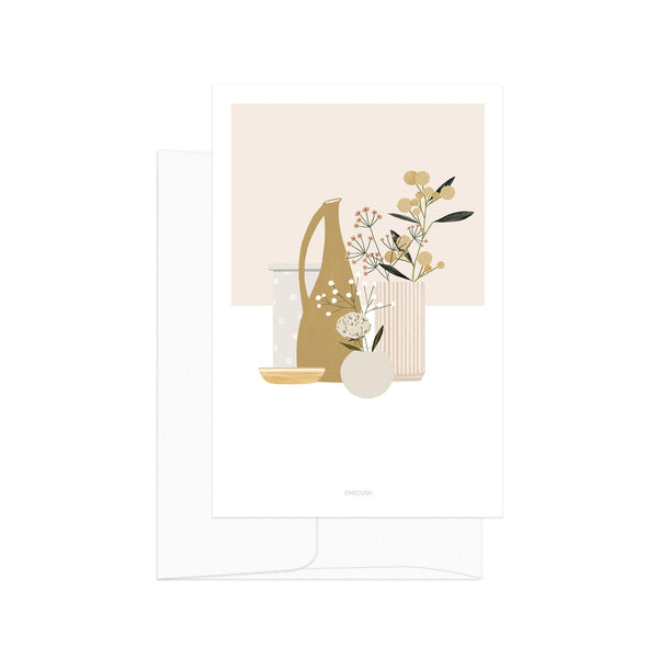 גלויה - Pottery and Flowers - Blush