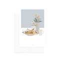 גלויה - Pottery and Flowers - Light Blue