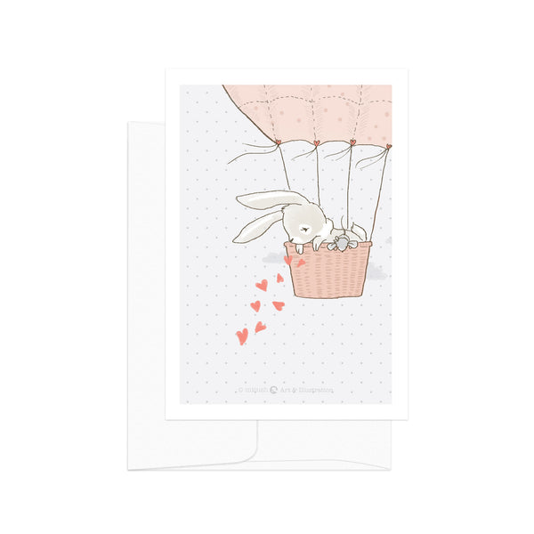 גלויה - Love Bunnies - Air Balloon