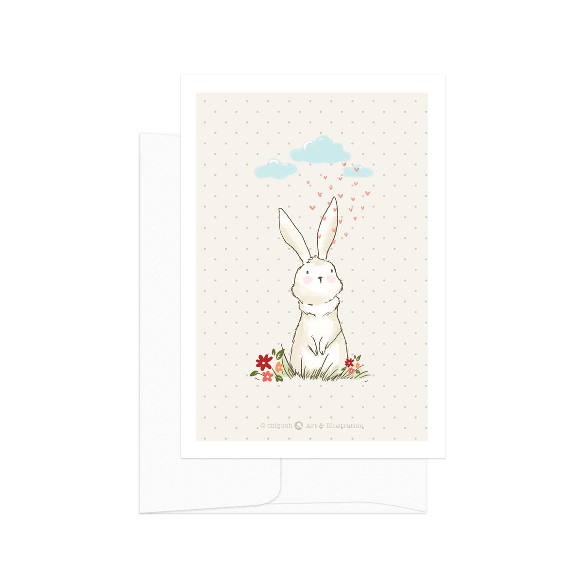 גלויה - Love Bunnies - Rain of Hearts