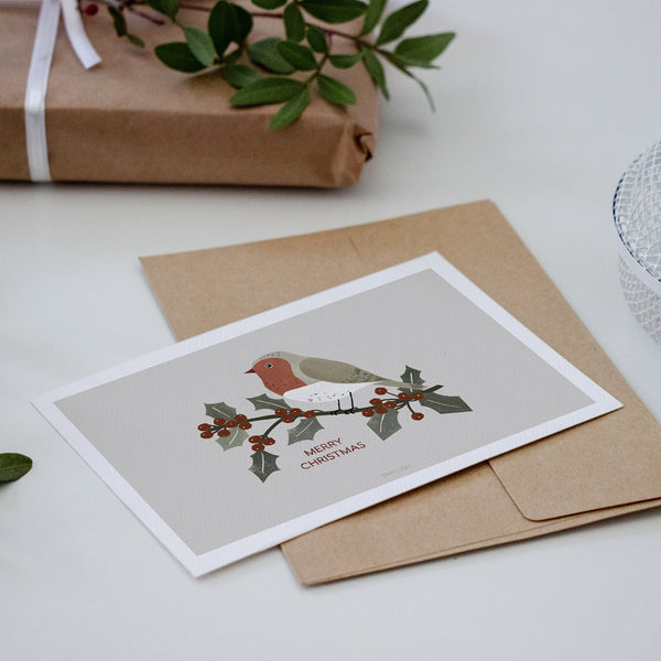 גלויה -  Christmas - Robin