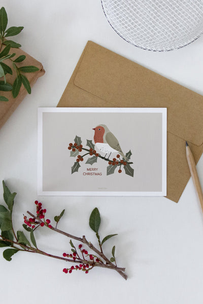 גלויה -  Christmas - Robin