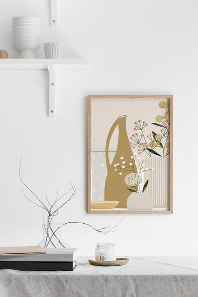 הדפס - Pottery and Flowers - Blush (Close up)