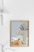הדפס - Pottery and Flowers - Light Blue (Close up)