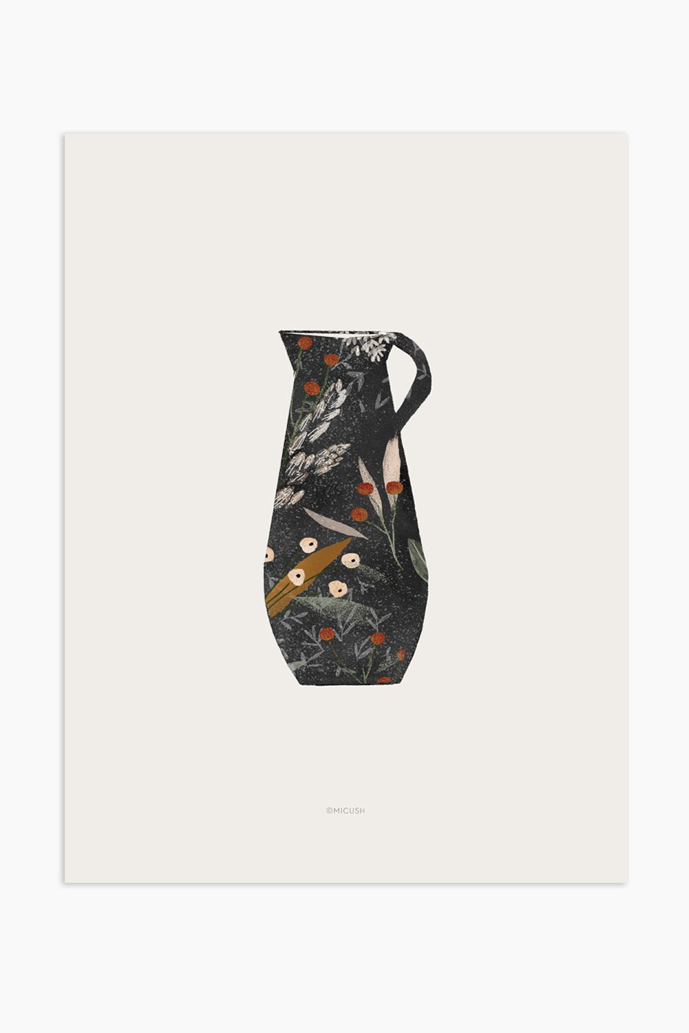 הדפס - Black Floral Vase