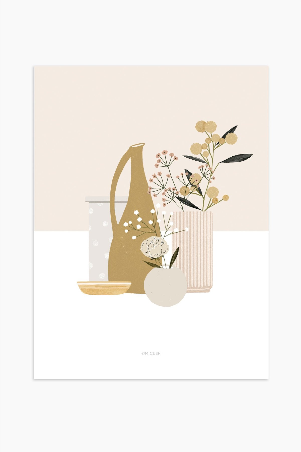 הדפס - Pottery and Flowers - Blush