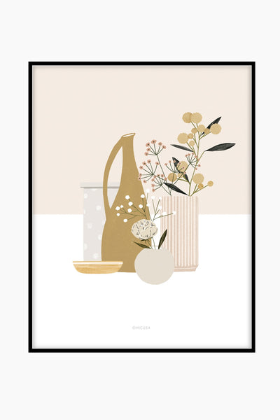 הדפס - Pottery and Flowers - Blush