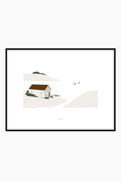 הדפס - Countryside Landscape  - Boat