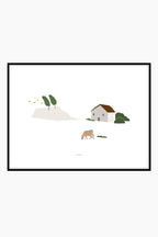 הדפס - Countryside Landscape  - Cow