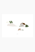 הדפס - Countryside Landscape  - Cow